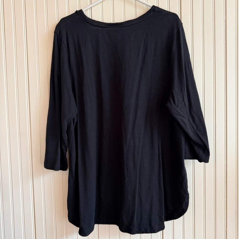 Chicos The Ultimate Tee Black 3/4 Sleeve Pocket T-Shirt Cotton Modal Plus Size 4 - Picture 2 of 7